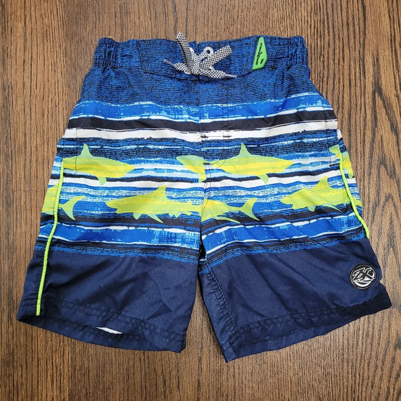 ZeroXposur Shark Print Flat Front Board Short Swimming Shorts Size Boys M 5/6 - Picture 1 of 5